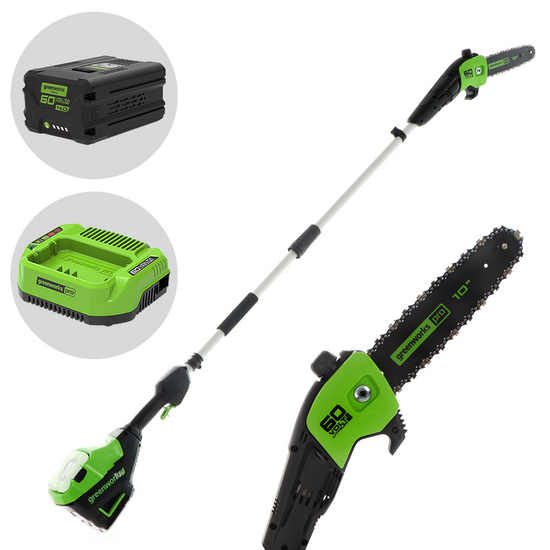 Greenworks GD60PS25 - Potatore su asta di prolunga a batteria 60V - Batteria 4Ah