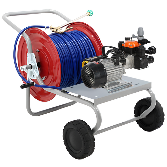 Kit motopompa elettrica da irrorazione con carrello - Comet MTP BPX25 PA6 - Per prodotti chimici e acidi