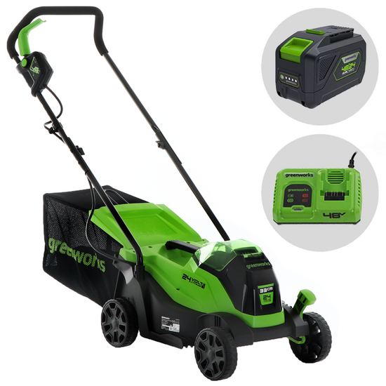 Greenworks GD24LM33 - Tagliaerba a batteria - 24V/10Ah - Taglio 33 cm