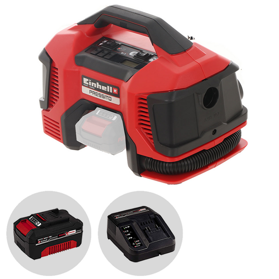Einhell PRESSITO TE-AC 18/11 LiAC - Compressore aria a batteria compatto portatile - 4Ah 18V