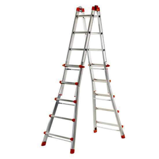 Gierre Peppina AL004, 2x10 gradini, 4.85 m - Scala in alluminio telescopica - Altezza stimata operativa 5.85 m