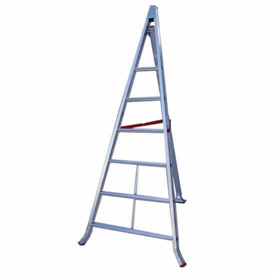 Scala a tre piedi agricola in alluminio Country, 6 gradini, 2.25 m - da potatura - conica - Altezza stimata operativa 3.25 m