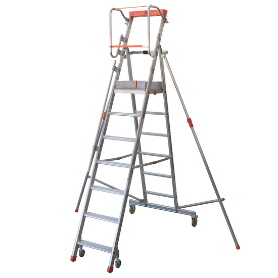 OUTLET - PICCOLI DIFETTI ESTETICI - Facal Cast&agrave; CTA-7, 6 gradini, 2.88 mt - Scala in alluminio pieghevole su ruote