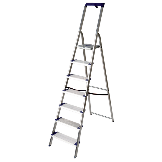 Facal Maxi GM/7M, 7 gradini, 2.10 m - Scalandrino in alluminio con cavalletto - Altezza stimtata operativa 3.39 m