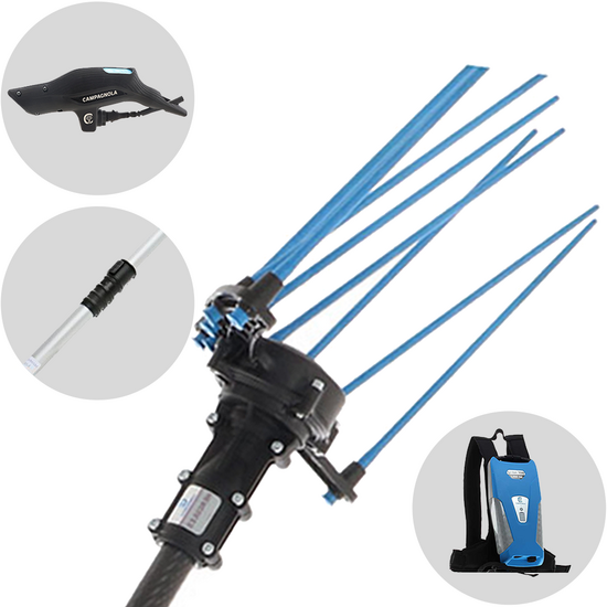 Campagnola HERCULES 58V - Asta in alluminio - 235-320 cm - Abbacchiatore elettrico a batteria - Batteria a zaino inclusa