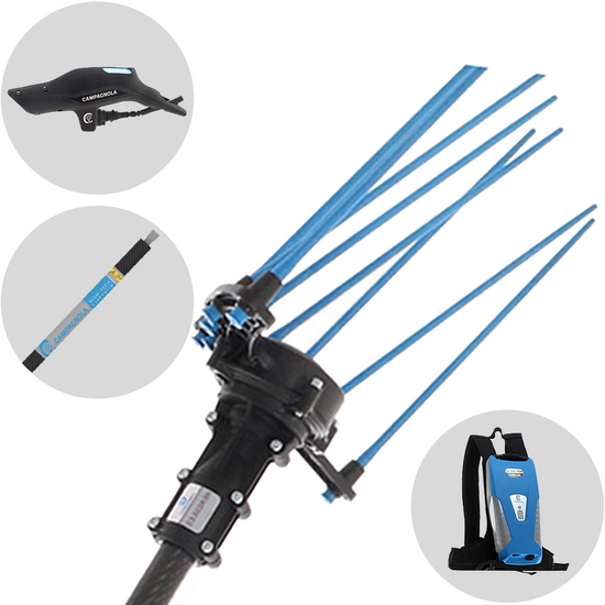 Campagnola HERCULES 58V - Asta in carbonio - 290 cm - Abbacchiatore elettrico a batteria - Batteria a zaino inclusa