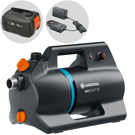 Gardena 3000 Silent 18V P4A - Pompa autoadescante a batteria - 18V 4Ah