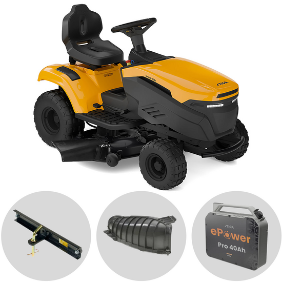 Stiga Tornado 5108e - Kit Trattorino tagliaerba + 1 modulo batteria ePower Pro 56V/40Ah - Scarico laterale e mulching