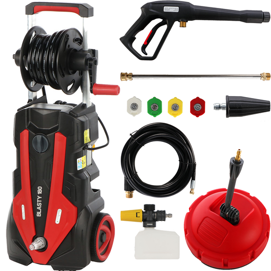 GeoTech Blasty 180 - Idropulitrice con lancia professionale + Kit patio e spurgatubi - 180 bar - 450 l/h