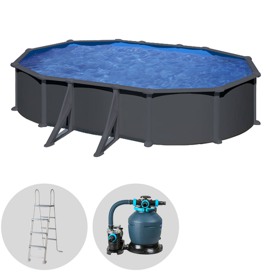 Gre Anthracite Ovale 500x300x132cm - Piscina fuori terra in acciaio
