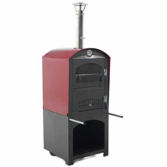 Forno a legna da esterno Minimus 50 Mini EXT in acciaio - Tetto rosso