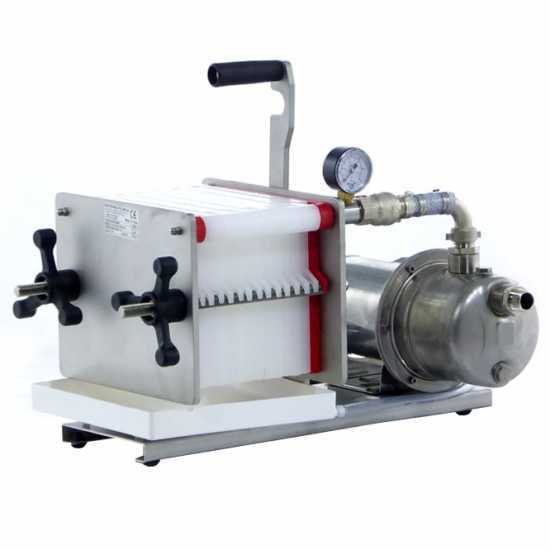 Enotecnica Pillan AF14 - Filtro per vino a cartoni e piastre 20x20 - pompa enologica-telaio/pompa acciaio INOX