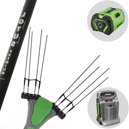 EGO Lotus - Abbacchiatore elettrico 240 cm a batteria a litio 56V 10Ah - Asta fissa in alluminio