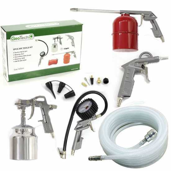 Kit accessori pneumatici 11 pezzi per compressore - con tubo professionale dritto retinato - GeoTech