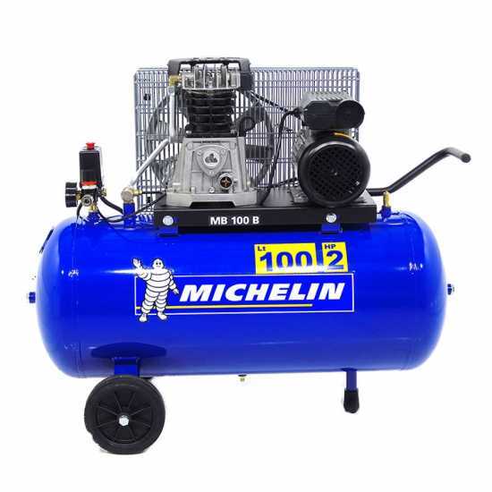 Michelin MB 100 B - Compressore aria elettrico monofase a cinghia - Motore 2 HP - 100 lt