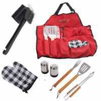 Set Grembiule con accessori BBQ + Spazzola / raschietto per pulizia barbecue