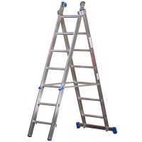 Marchetti Azzurra A2 A207, 2x7 gradini, 3.60 m - Scala in alluminio allungabile - Altezza stimata operativa 4.60 m