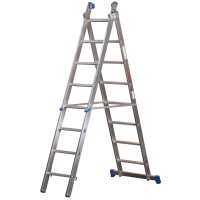 Marchetti Azzurra A2 A208, 2x8 gradini, 4.15 m - Scala in alluminio allungabile - Altezza stimata operativa 5.15 m