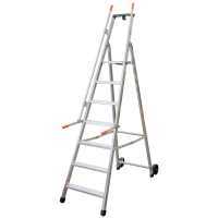 Facal Mayorà Tecnoscala QM-8, 8 gradini, 2.52 m - Scala da lavoro con ruote e maniglie - Altezza stimata operativa 3.63 m