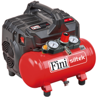 Fini Siltek S/6 - Compressore aria elettrico portatile monofase silenziato, oil-less- Motore 1 HP - 6 lt