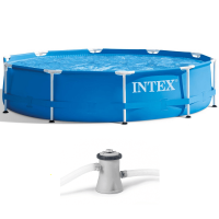 Intex Metal Frame 28202NP - Piscina Rotonda + Pompa filtro 30 W