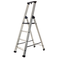 S.T.P. Issima A07IS175, 4 gradini, 1.51 m - Scalandrino in alluminio con cavalletto - Altezza stimata operativa 2.89 m