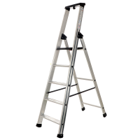 S.T.P. Issima A07IS200, 5 gradini, 1.74 m - Scalandrino in alluminio con cavalletto - Altezza stimata operativa 3.12 m