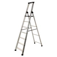S.T.P. Issima A07IS250, 7 gradini, 2.20 m - Scalandrino in alluminio con cavalletto - Altezza stimata operativa 3.58 m