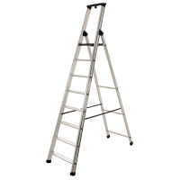 S.T.P. Issima A07IS275, 8 gradini, 2.43 m - Scalandrino in alluminio con cavalletto - Altezza stimata operativa 3.81 m