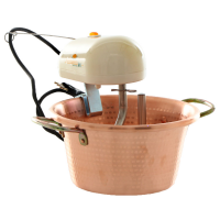 LAR Polentamatic - Paiolo in rame elettrico martellato per polenta a base piana 4.5L - 8W