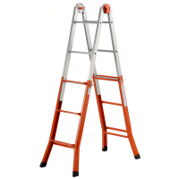 Gierre Peppina A0010, 2x6 gradini, 2.81 m - Scala in acciaio telescopica - Altezza stimata operativa 3.70 m