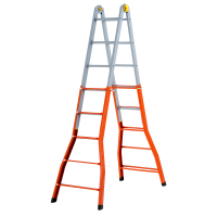 Gierre Peppina A0080, 2x10 gradini, 4.85 m - Scala in acciaio telescopica - Altezza stimata operativa 5.85 m