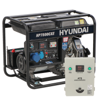 Hyundai HP7500CXE - Generatore di corrente diesel 5.2 KW - Continua 4.5 kW monofase + ATS