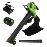 Greenworks GD48BVIIK4 - Soffiatore aspiratore a batteria 48V 4Ah