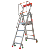 Facal Castà CTA-4, 3 gradini, 2.04 m - Scala in alluminio pieghevole su ruote - Altezza stimata operativa 2.83 m
