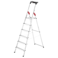 Hailo L60, 6 gradini, 2.06 m - Scalandrino in alluminio con cavalletto - Ultraleggera - Altezza stimata operativa 3.28 m