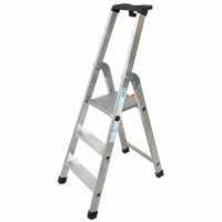 Facal Quadra Q50/3 Tecnoscala, 3 gradini, 1.25 m - Scalandrino in alluminio con cavalletto - Altezza stimata operativa 2.45 m
