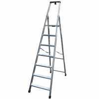 Facal Quadra Q50/7 Tecnoscala, 7 gradini, 2.19 m - Scalandrino in alluminio con cavalletto - Altezza stimata operativa 3.39 m