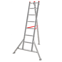 Scala a tre piedi agricola in alluminio nuova Country,  7 gradini, 2.10m - da potatura - Altezza stimata operativa 2.97 m