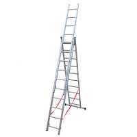 Facal Stilo SL290-3, 3x10 gradini, 6.22 m - Scala telescopica in alluminio allungabile - Altezza stimata operativa 7.12 m
