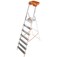 Colombo Attica S108A07P, 7 gradini, 1.52 m - Scalandrino in alluminio con cavalletto - Altezza stimata operativa 2.52 m