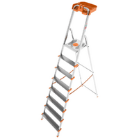 Colombo Attica S108A08P, 8 gradini, 1.74 m - Scalandrino in alluminio con cavalletto - Altezza stimata operativa 2.74 m
