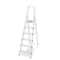 Colombo Stark S109006W, 6 gradini, 1.29 m - Scalandrino in alluminio con cavalletto - Altezza stimata operativa 2.29 m
