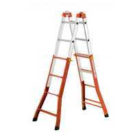 Gierre Peppina AM010 - 2x8 gradini, 3.82 m - Scala in acciaio+alluminio telescopica - Altezza stimata operativa 4.82 m