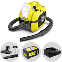 Karcher WD 1 - Aspirapolvere multiuso a batteria 18V 5Ah - Solidi liquidi e soffiatore