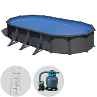 Gre Anthracite Ovale 730x375x132 cm - Piscina fuori terra in acciaio