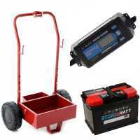 Set completo: carrello in metallo + batteria 70 Ah + caricabatteria Awelco Automatic 20