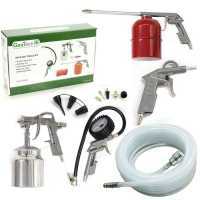 Kit accessori pneumatici 11 pezzi per compressore - con tubo professionale dritto retinato - GeoTech