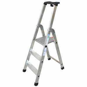 Tecnoscala FACAL Quadra 50/3 in alluminio 3 gradini, scalandrino professionale con cavalletto