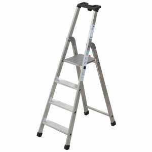 Tecnoscala FACAL Quadra 50/4 in alluminio 4 gradini, scalandrino professionale con cavalletto
